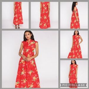 Hilo Hattie's Red Hawaiian Dress 20" pit to pit (40" bust) & 40" waist,